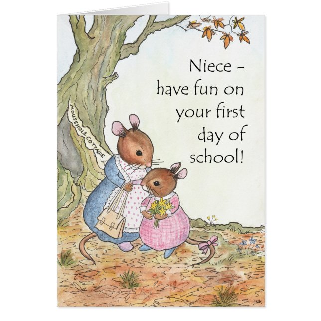 Cute Mouse Have fun New School for Niece (Front)