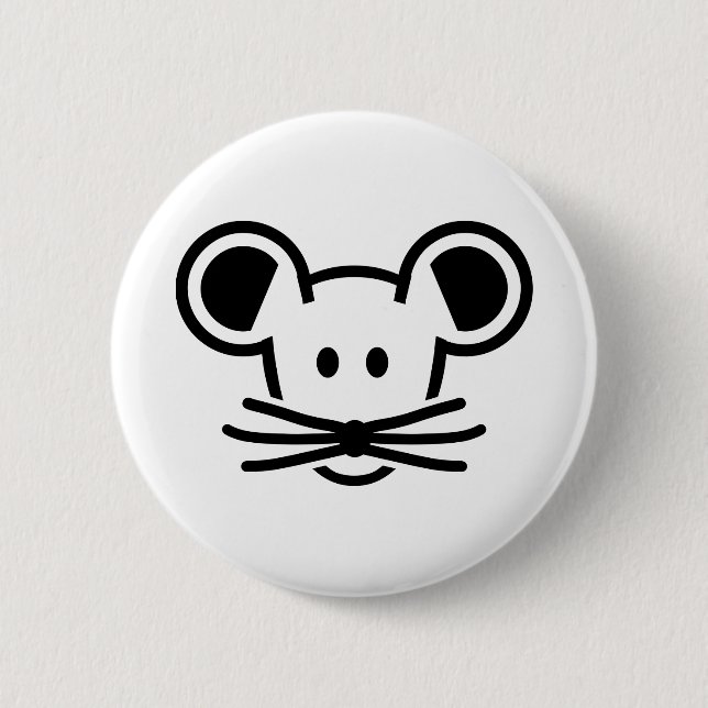 Cute mouse head face 6 cm round badge (Front)
