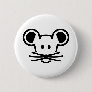 Cute mouse head face 6 cm round badge