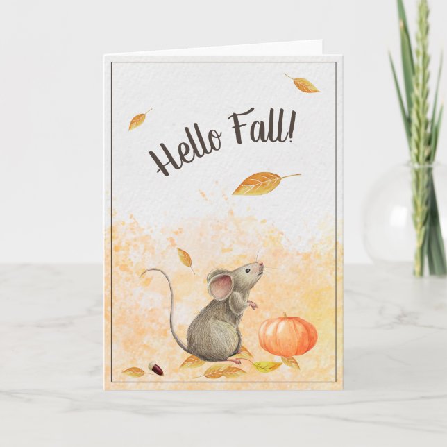 Cute Mouse Hello Fall Card (Front)