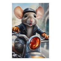 Cute Mouse Helmet and Jacket Riding a Motorcycle