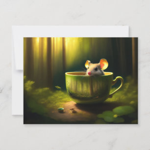 Cute Mouse hiding in Teacup Postcard