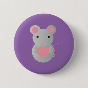 Cute Mouse Holding a Heart 6 Cm Round Badge