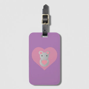 Cute  Mouse Holding a Heart. Luggage Tag