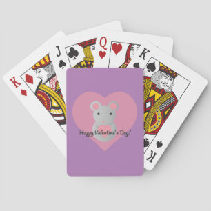 Cute Mouse Holding a Heart. Playing Cards