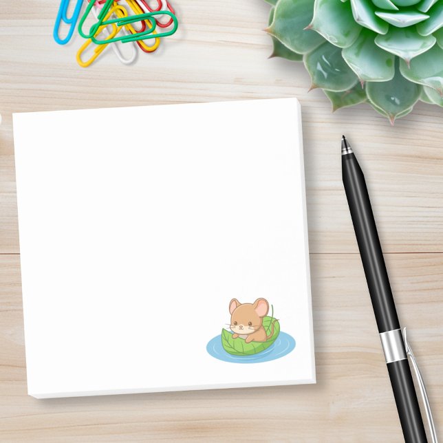 Cute Mouse in a Leaf Boat Post-it Notes (Creator Uploaded)