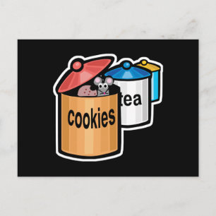 cute mouse in cookie jar postcard