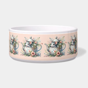 Cute Mouse in Floral Teapot Illustration Teapot