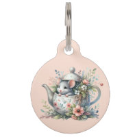 Cute Mouse in Floral Teapot Illustration Teapot