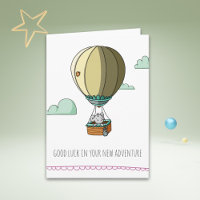 Cute Mouse in Hot Balloon Good Luck Farewell Card