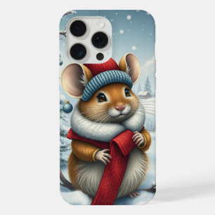 Cute Mouse in Preppy Winter Attire and Hat iPhone 15 Pro Max Case