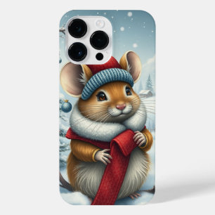 Cute Mouse in Preppy Winter Attire and Hat iPhone 14 Pro Max Case