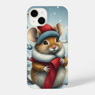 Cute Mouse in Preppy Winter Attire and Hat iPhone 14 Case