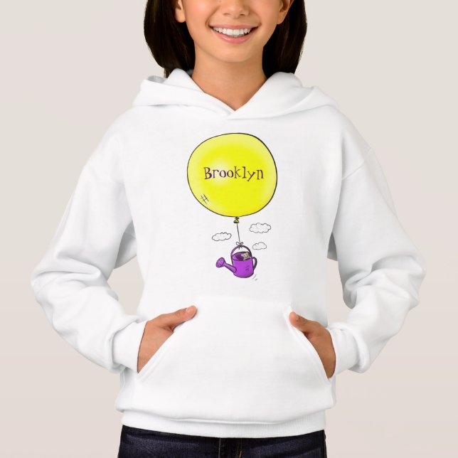 Cute mouse in watering can with balloon cartoon (Front)