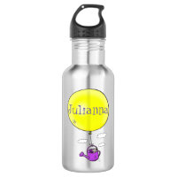 Cute mouse in watering can with balloon cartoon