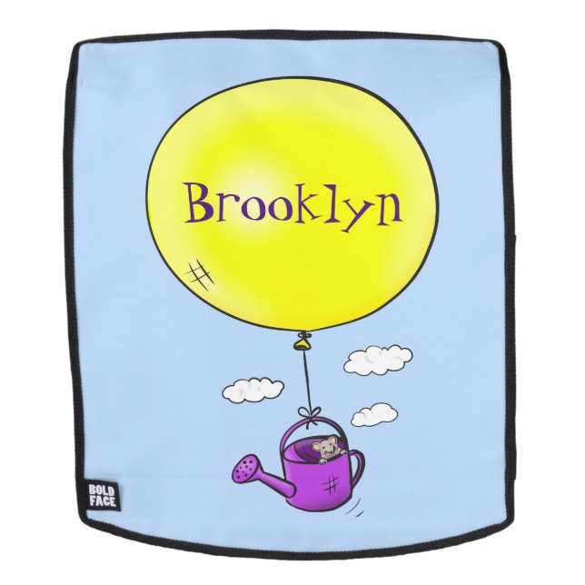 Cute mouse in watering can with balloon cartoon backpack (Removable Face)