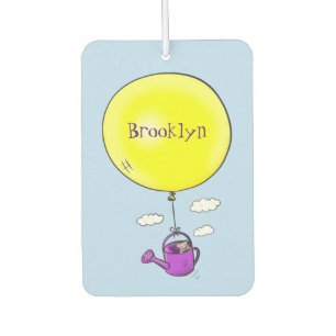 Cute mouse in watering can with balloon cartoon car air freshener