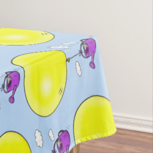Cute mouse in watering can with balloon cartoon tablecloth