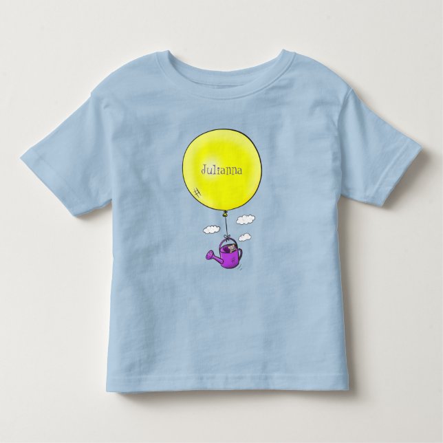 Cute mouse in watering can with balloon cartoon toddler T-Shirt (Front)