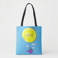 Cute mouse in watering can with balloon cartoon