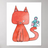 Cute Mouse Loves Kitty Cat