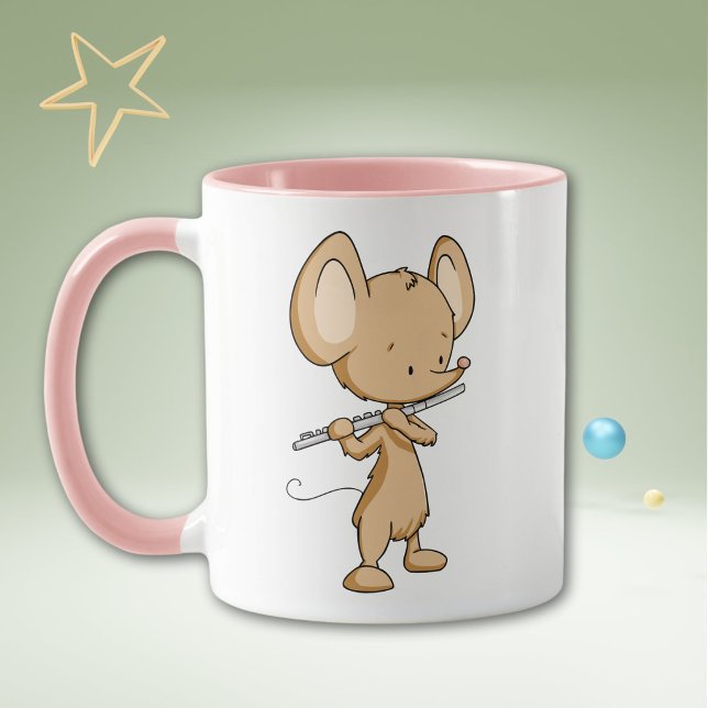 Cute Mouse Musician Flautist Personalised Mug (Creator Uploaded)
