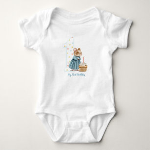 Cute Mouse My First Birthday T-Shirt Baby Bodysuit