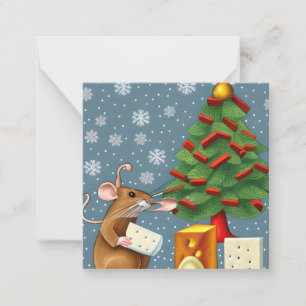 Cute Mouse on Christmas Card
