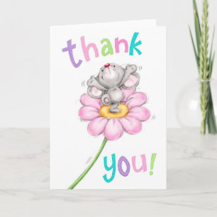 Cute Mouse on Flower, Thank You! Card