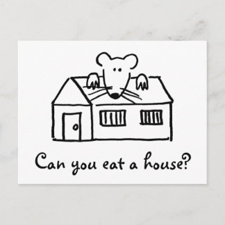 Cute Mouse On House Art for Kids Postcard