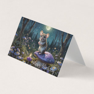 Cute Mouse on Mushroom in Moonlight Birthday
