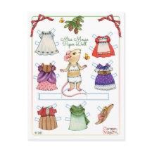 Cute Mouse Paper Doll Postcard
