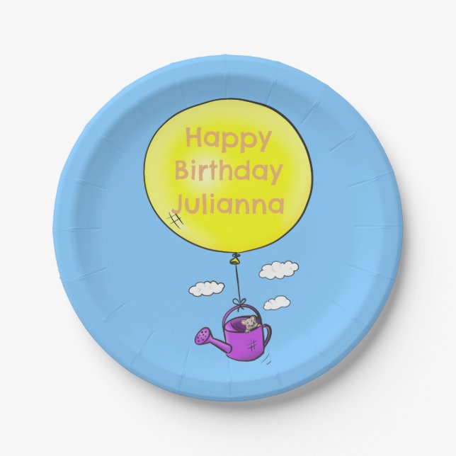 Cute mouse personalised cartoon birthday paper plate (Front)