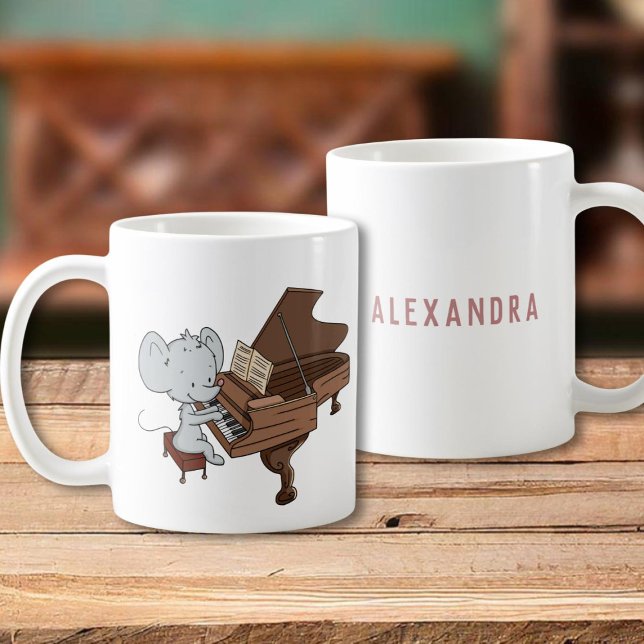 Cute Mouse Pianist Personalised Coffee Mug (Creator Uploaded)