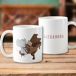 Cute Mouse Pianist Personalized Coffee Mug