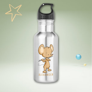 Cute Mouse Playing Flute Personalised 532 Ml Water Bottle