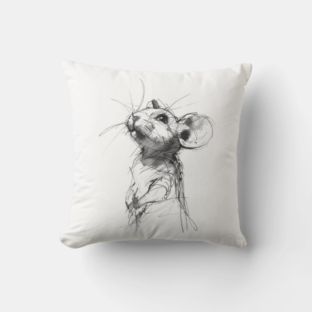 Cute Mouse Portrait  Cushion (Front)