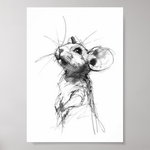 Cute Mouse Portrait  Poster