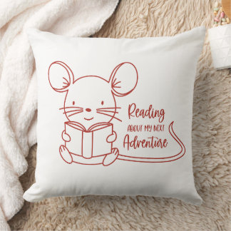 Cute Mouse Reading a Book Cushion