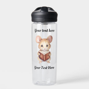 Cute Mouse reading book Water Bottle