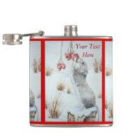 Cute mouse red berries snow scene wildlife art