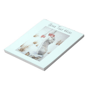Cute mouse red berries snow scene wildlife   notepad