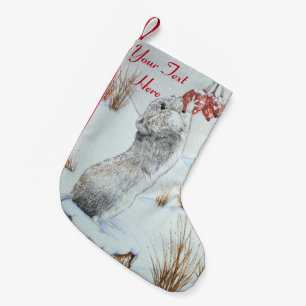 Cute mouse red berries snow scene wildlife small christmas stocking