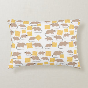 Cute Mouse Rodent Eating Cheese Pattern Decorative Cushion