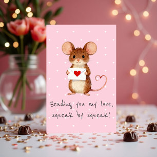 Cute Mouse Sending You My Love, Squeak by Squeak Holiday Card