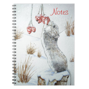 Cute mouse snow scene picture of wildlife notebook