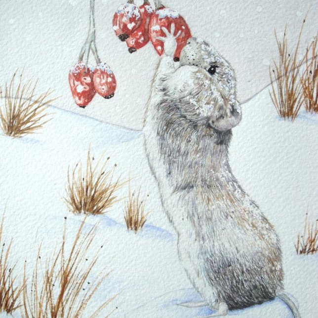 cute mouse snow scene wildlife ceramic tile (Creator Uploaded)