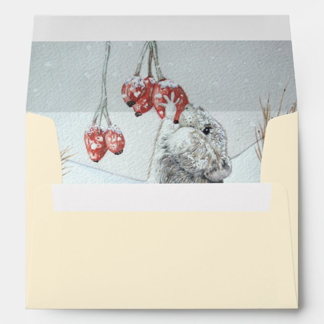 Cute mouse snow scene wildlife christmas envelope (Back (Bottom))
