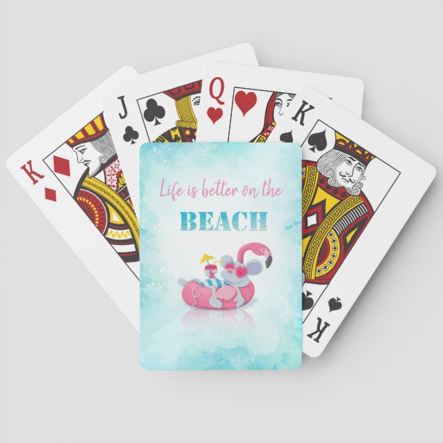 Cute Mouse  Stylish Beach  Playing Cards (Back)