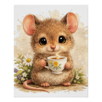 Cute Mouse Tea Poster Kawaii Animal